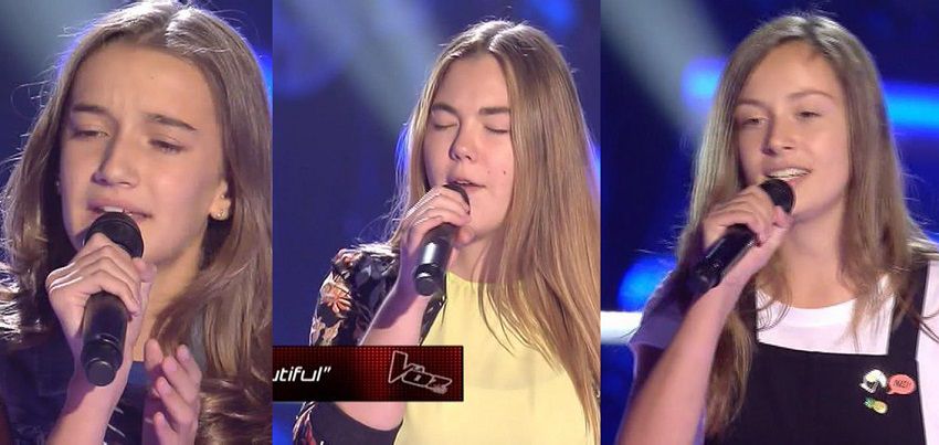 Rocío Hernández, Maren y María cantan Beautiful de Christina Aguilera la voz kids